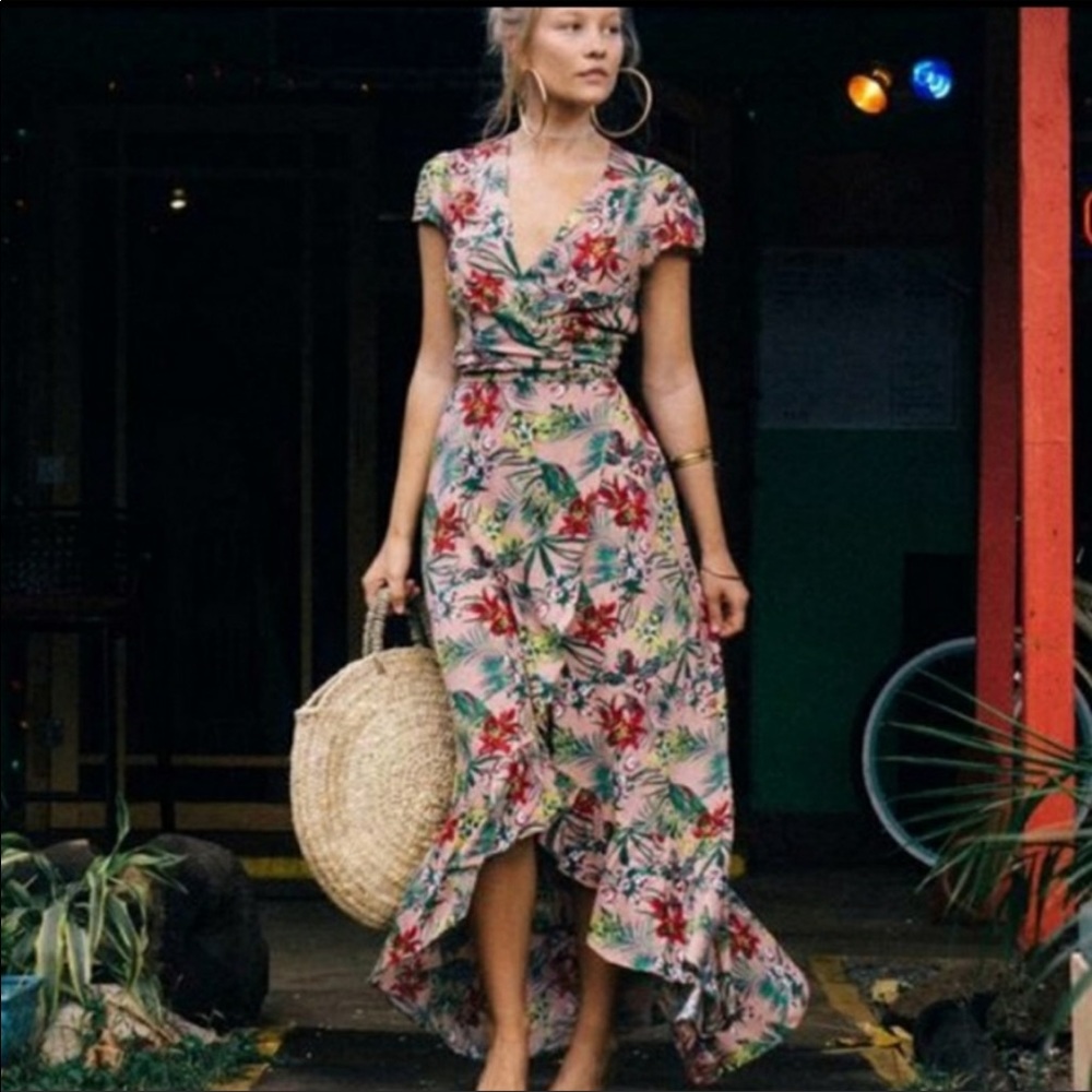 XIX Palms Waikiki Floral Wrap Dress